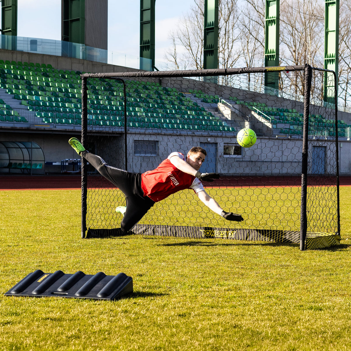 Black steel football goal - 3m x 2m Powershot