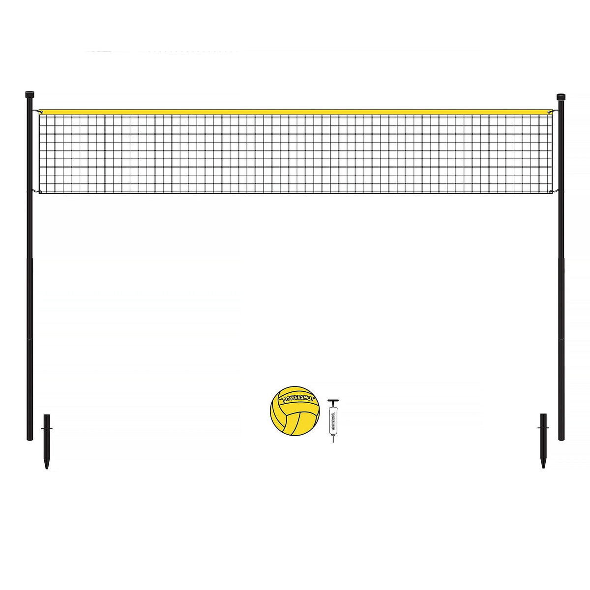 Volleyball set 6m with posts, net, ball and pump