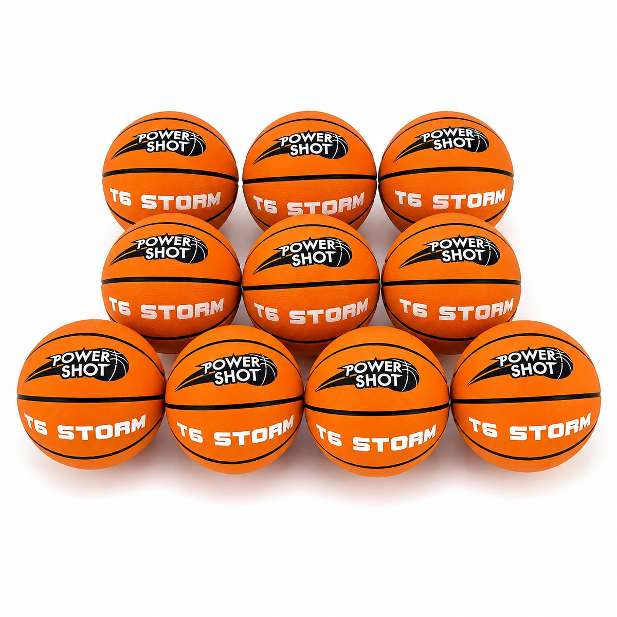 Set of 10 basketballs size 6 with free pump and storage bag