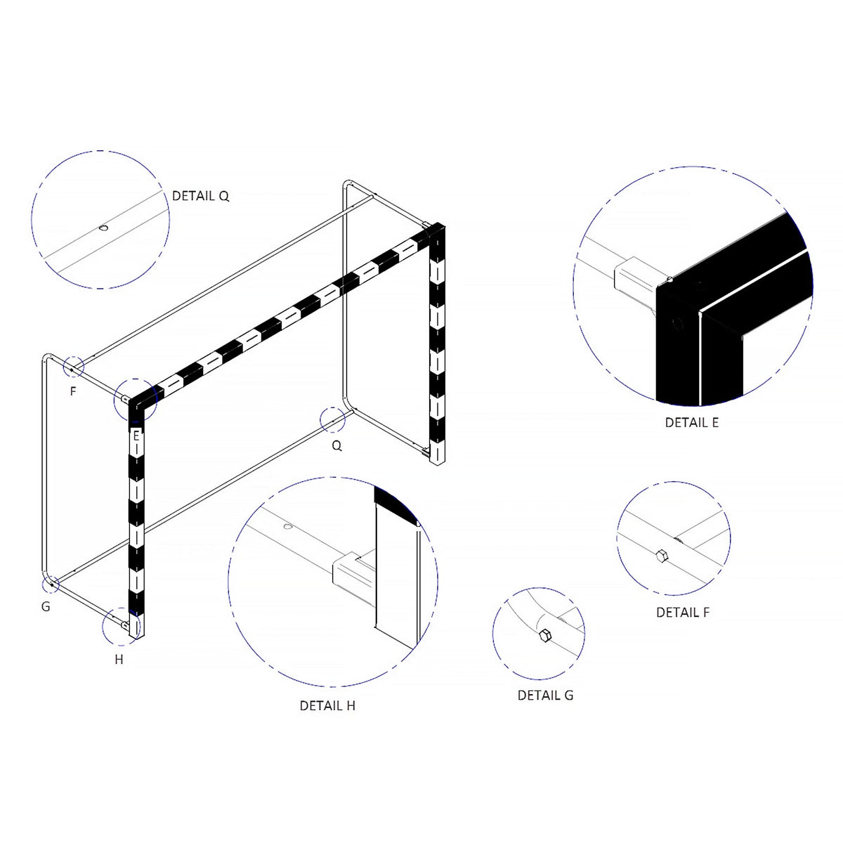 Aluminium handball goal transportable and foldable - 3m x 2m