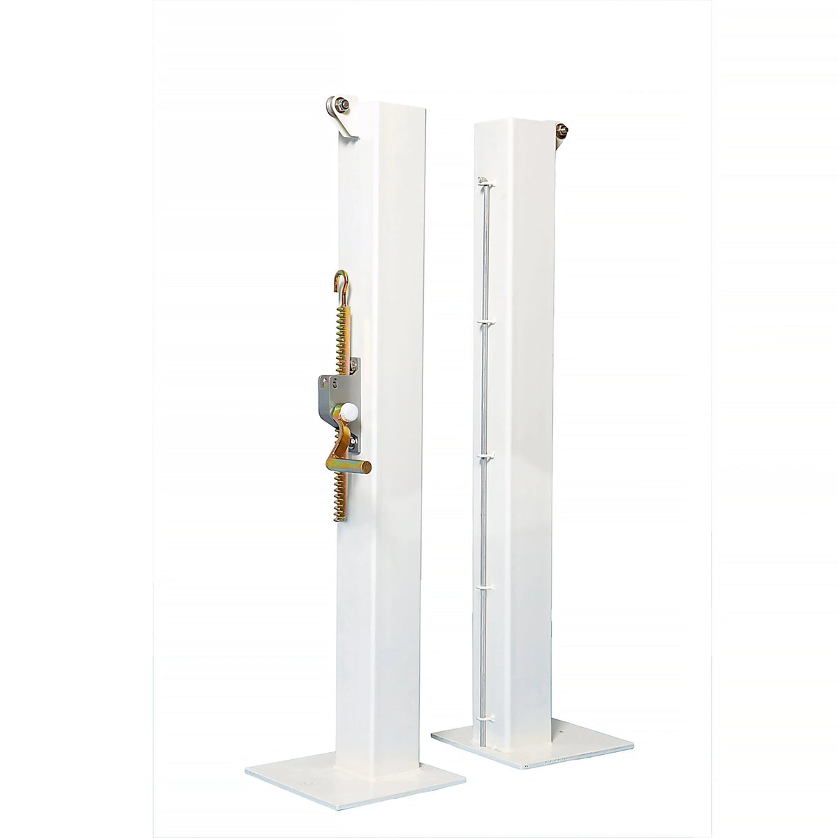 Square tennis posts on base plates - 100mm x 100mm Carrington